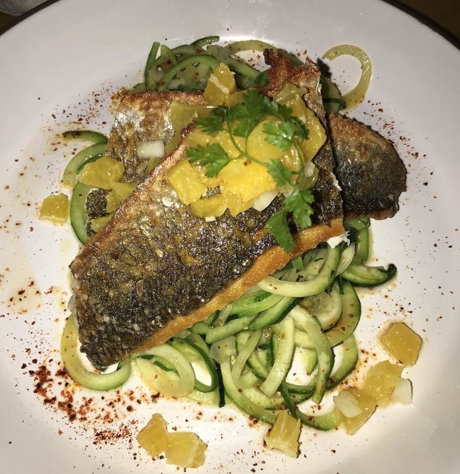 Sea bass and zoodles