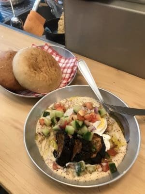 Hummus bowl and pita